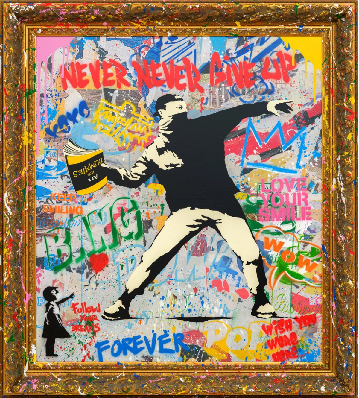 Mr. Brainwash – Banksy Thrower (Splashed Frame)