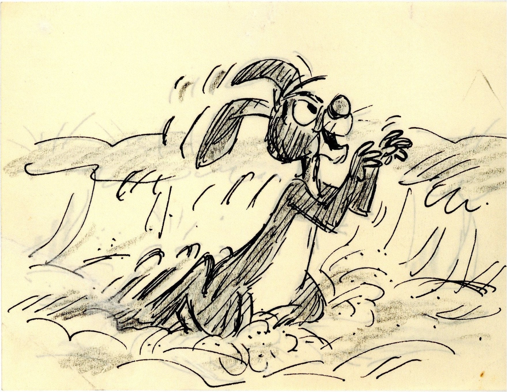 Winnie the Pooh and Tigger Too Original Double-Sided Storyboard Drawing: Rabbit