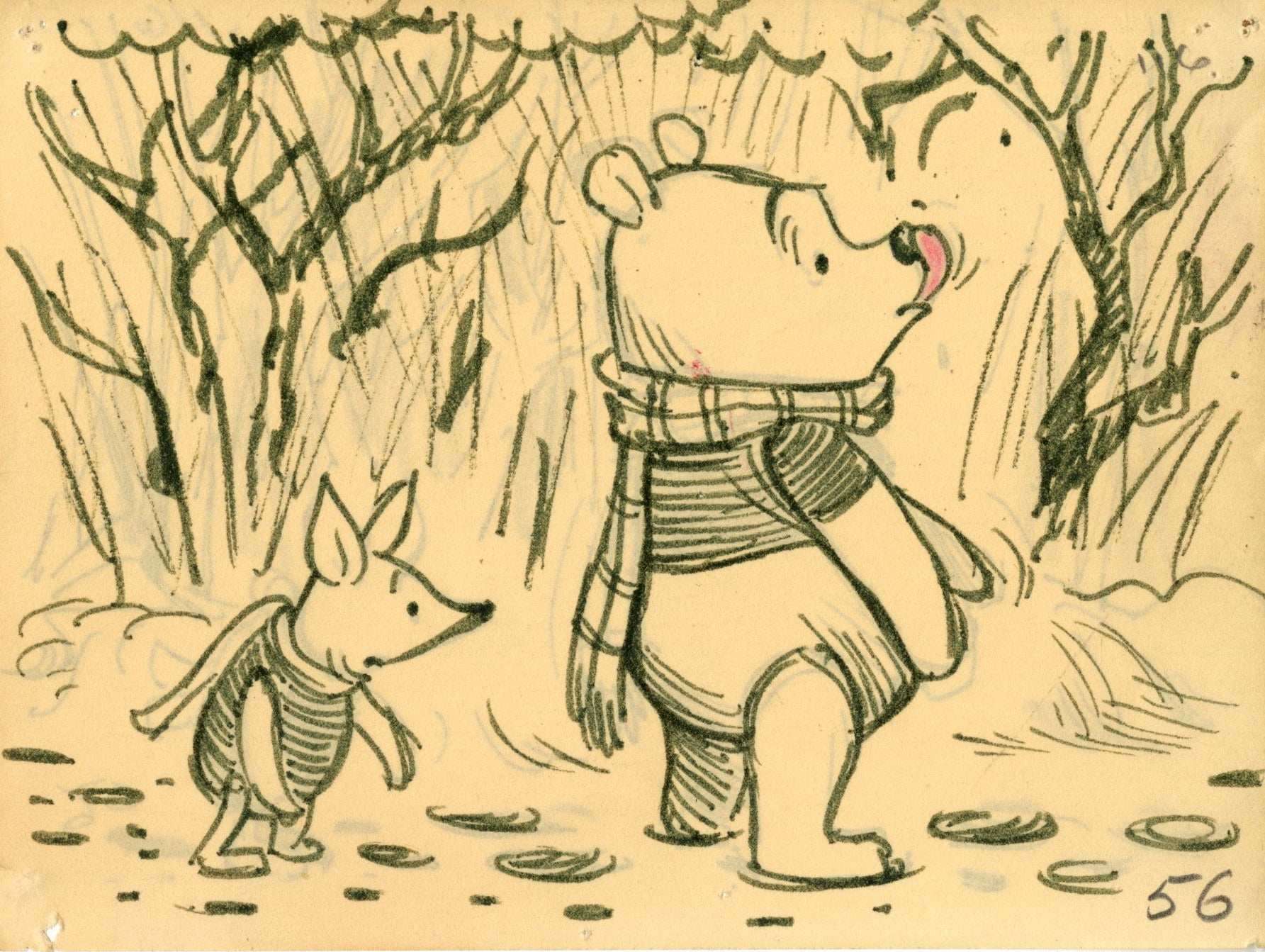 Pooh and Piglet Original Storyboard Drawing - Choice Fine Art
